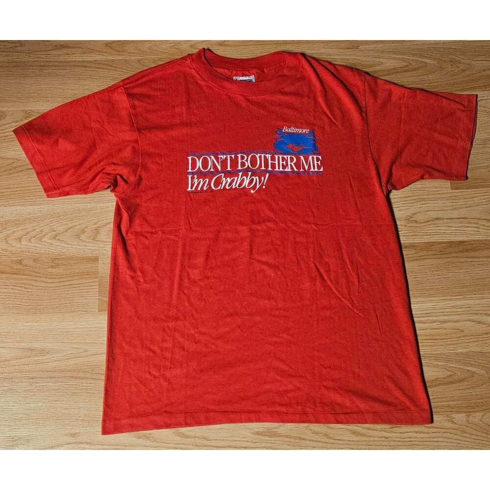Vintage Don't Bother Me Im Crabby Baltimore Maryland Single Stitch Crab T-Shirt